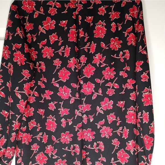 RENA ROWAN forSaville 4 BlackRed Lngslvs Floral Print ButtonUp Women's Top Shirt - Picture 5 of 7